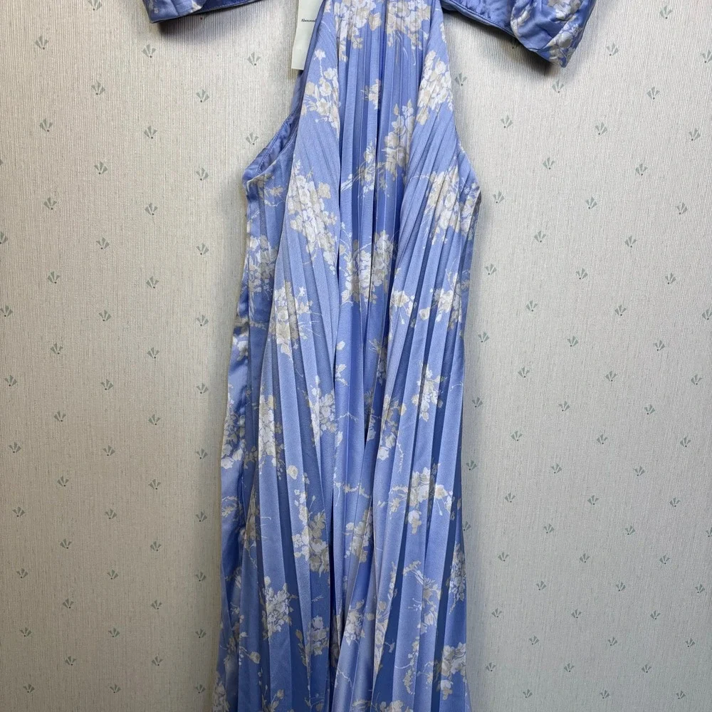 Abercrombie Giselle Pleated Cutout Maxi Dress XXL Tall Blue Floral Romantic NWT